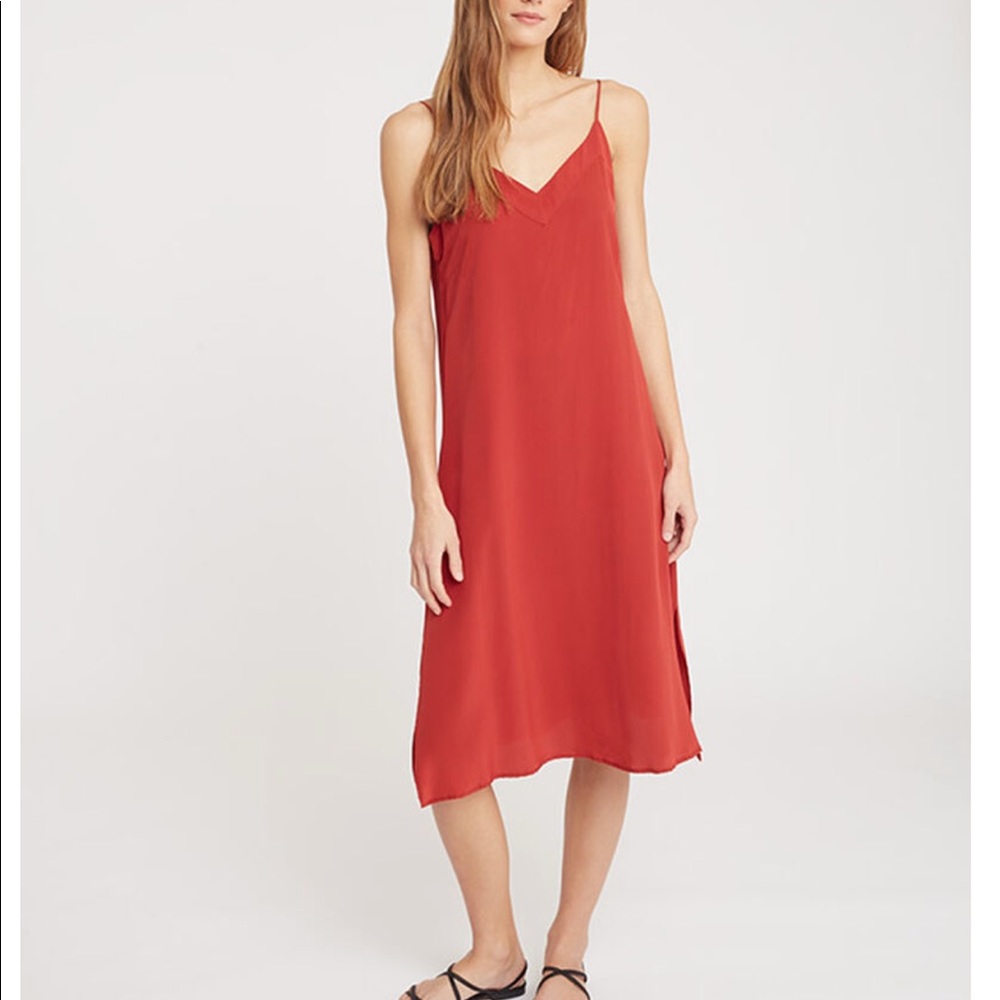 Red silk dress
